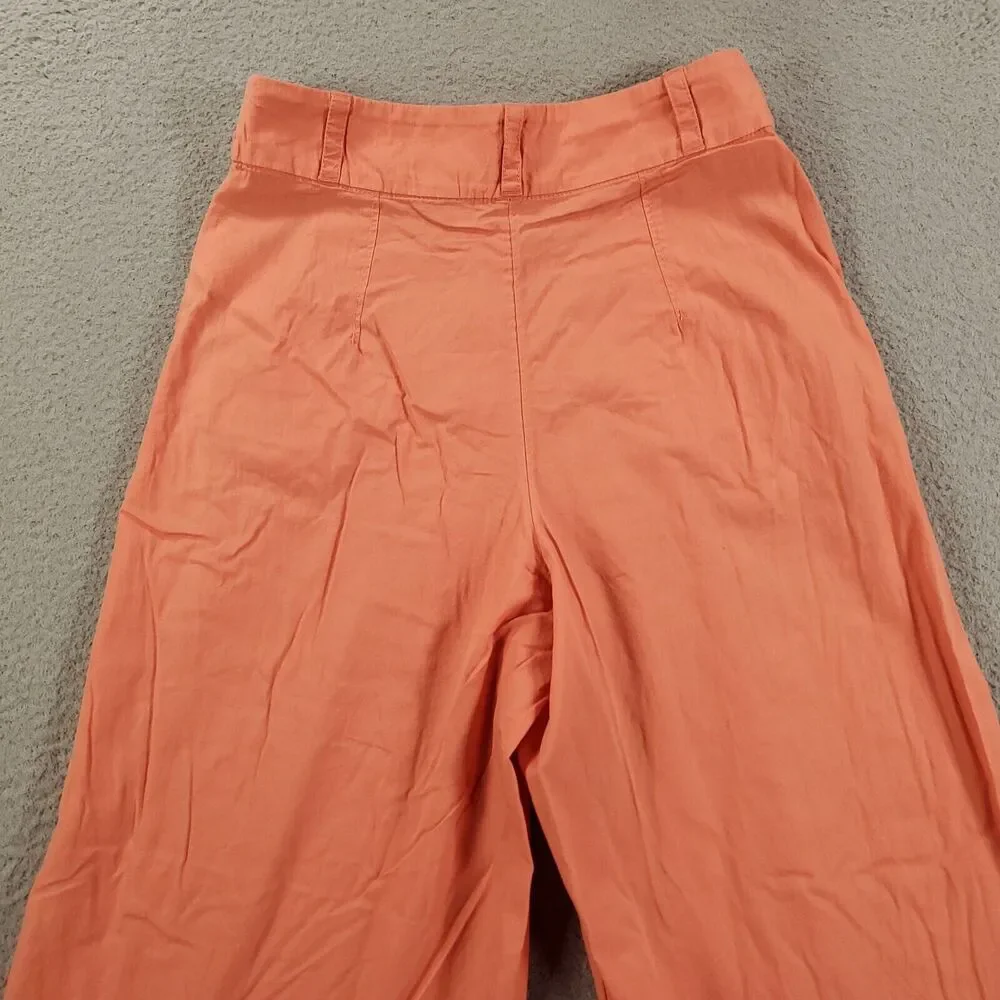 Free People Wide Leg Pants Women 4 Coral Orange Baggy Loose Lightweight - Picture 13 of 13